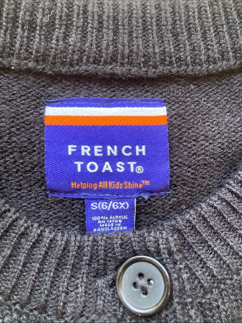 French Toast Girls Black Button-Front Knit Cardigan